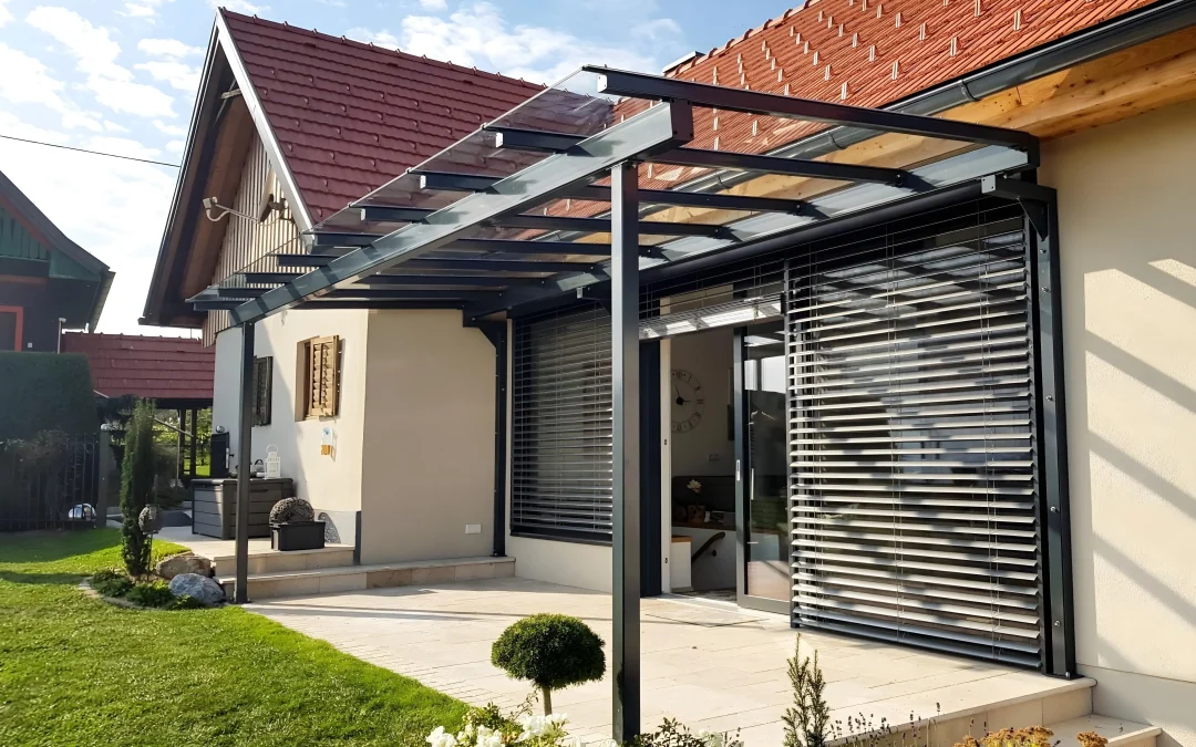 Vordach mit Flachdeckschiene